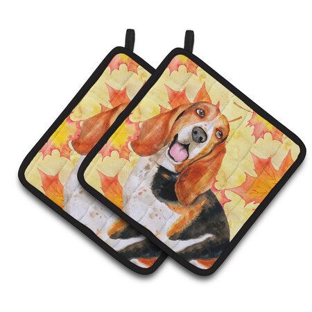 Carolines Treasures Basset Hound Fall Pair of Pot Holders BB9965PTHD